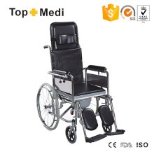 Liege-Rollstuhl mit hoher Rückenlehne und Griff unter der Armlehne